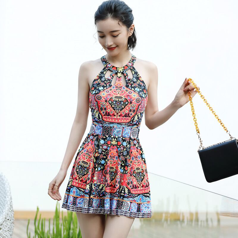 水着 ワンピース ハイネック オリエンタル フレア 体型カバー 人気 かわいい レディース 大きいサイズ 13 Sweet Girl Fashion