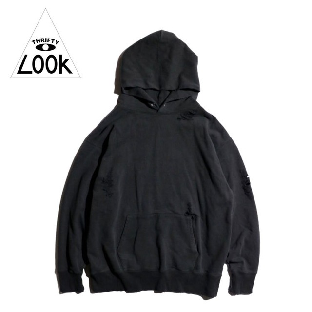 THRIFTSHOP スリフトショップ WORN-OUT PULL HOODIE GOAT ダメージスウェットパーカー 2023FW