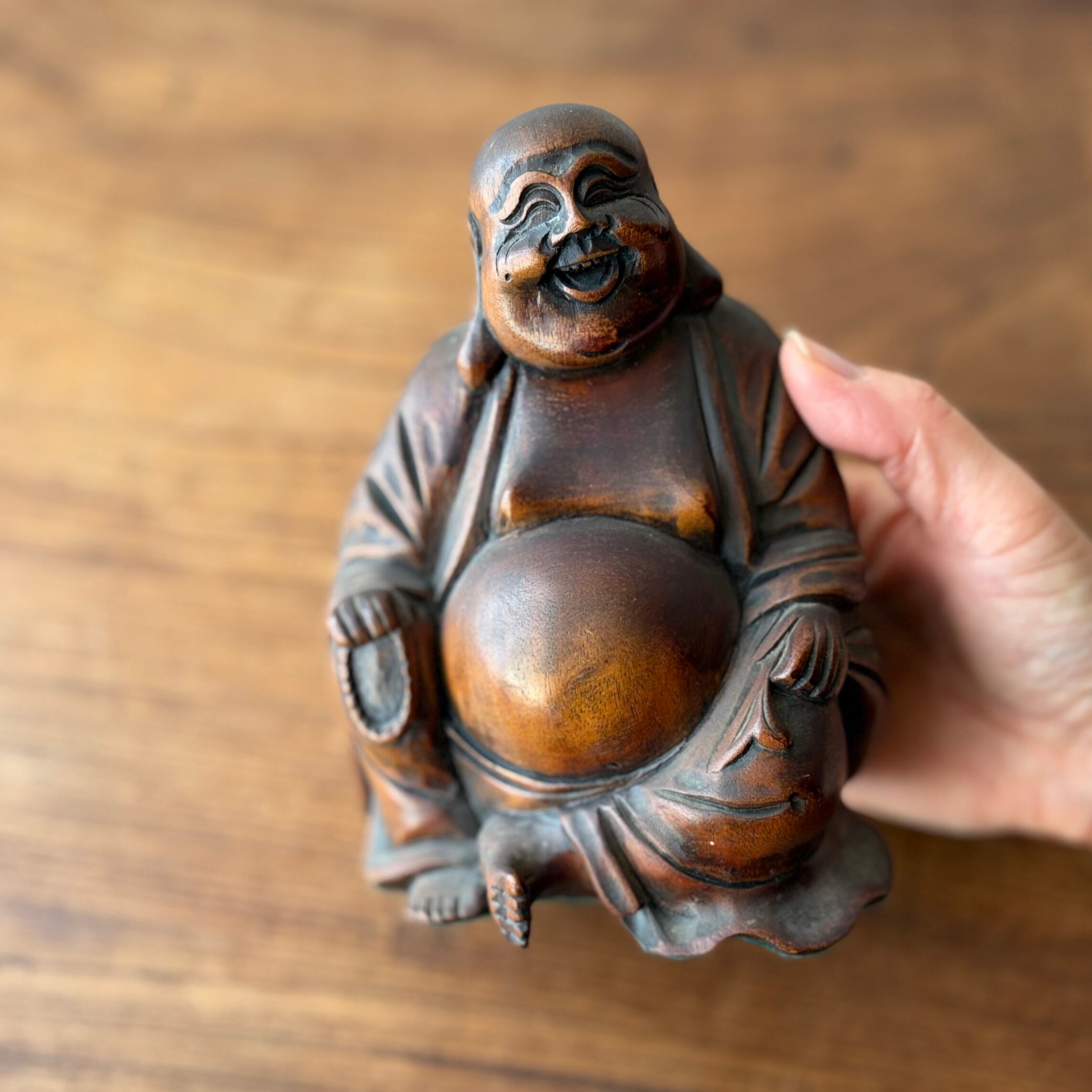 木彫りの布袋様 七福神 置物 縁起物 | 古家具古道具kuon