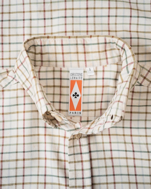 [Mid-Late 90’s] “CHRISTOPHE LEMAIRE” Cotton Wool Check BD Shirt (Made in France)