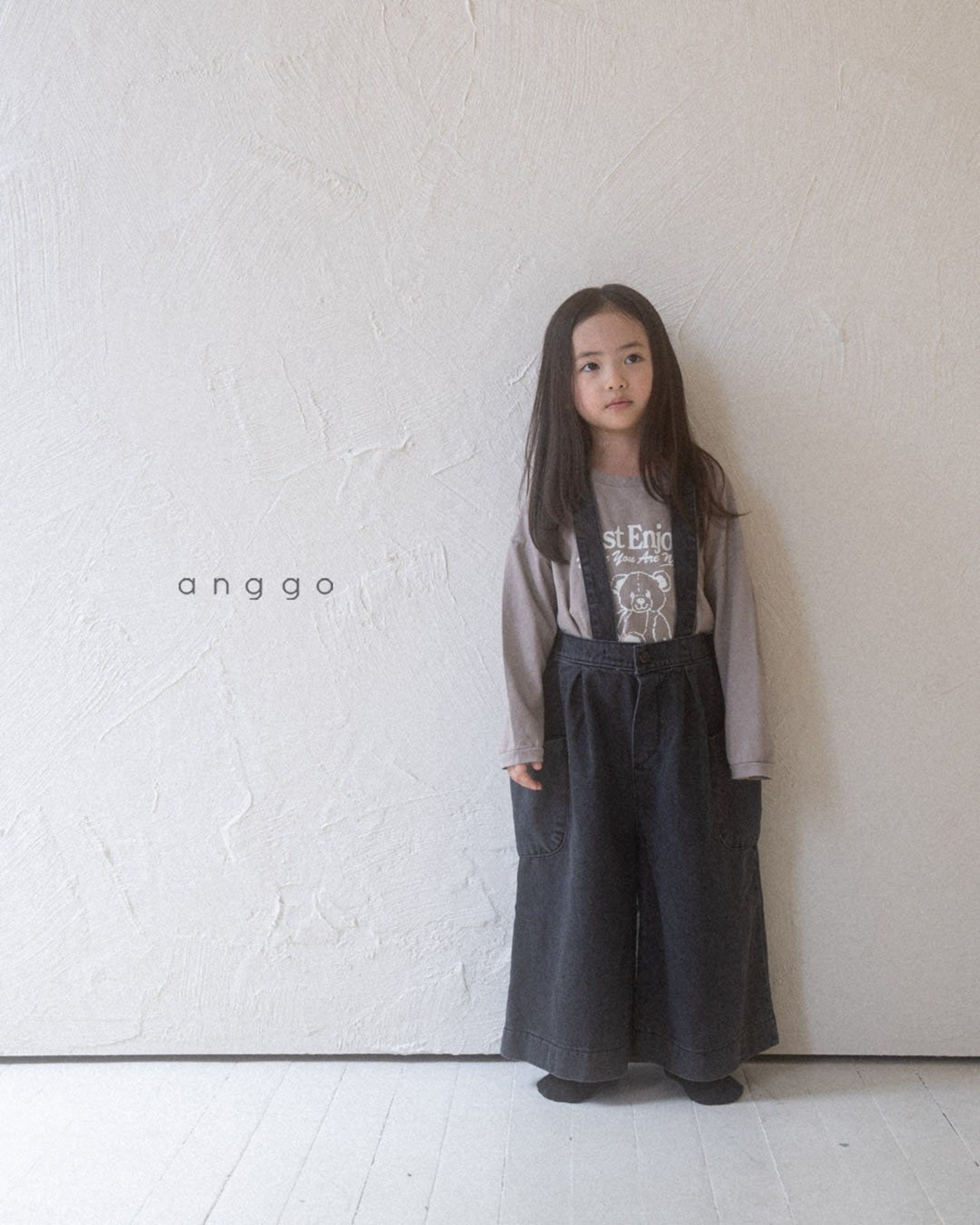 【anggo】サスペンダー付きワイドデニム ブラック 80〜120cm 241016 - 3