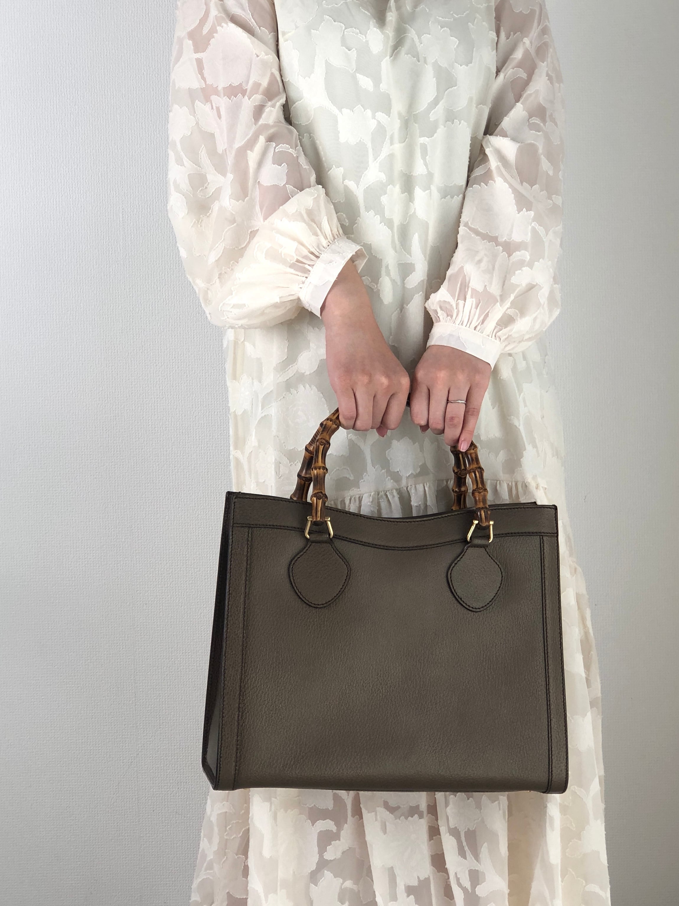日本直送 名牌中古包 】GUCCI グッチ バンブー レザー トートバッグ 