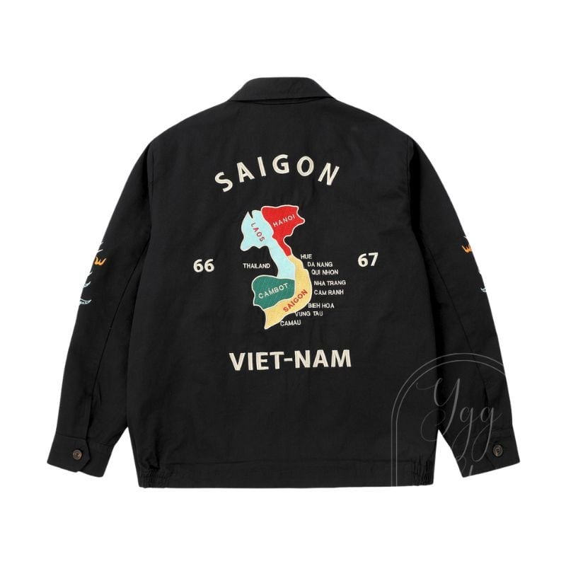 刺繍 ジャケット ベトナム SAIGON VIET-NAM 黒 ブラック ベトジャン