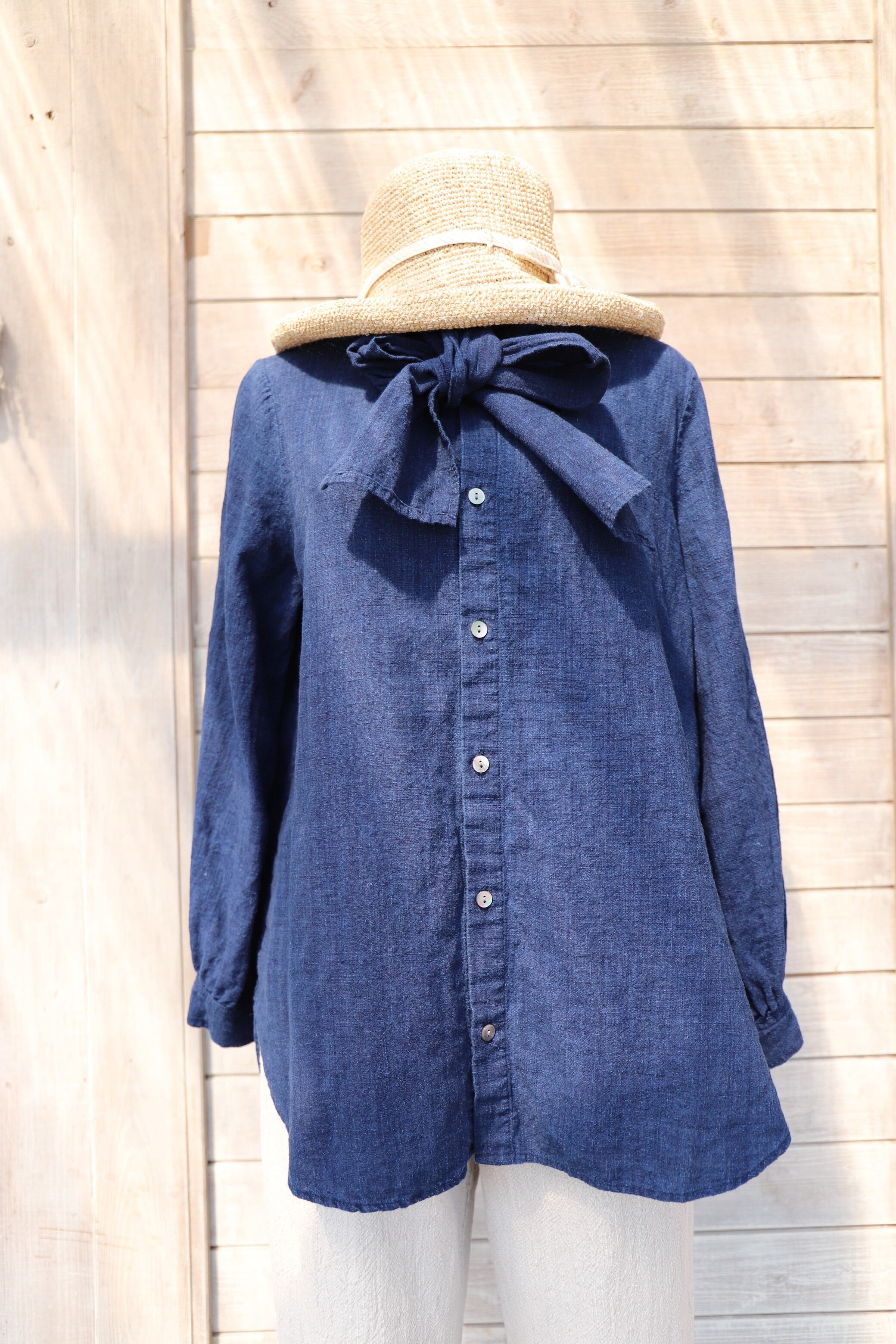 Blk05 ボウタイ付襟なしブラウス カスリラ オンラインショップ