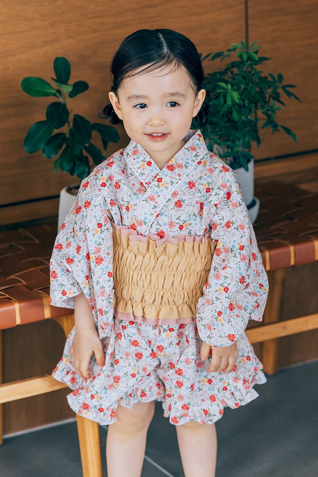 【3点set】YUKATA mini dress〈pink flower〉