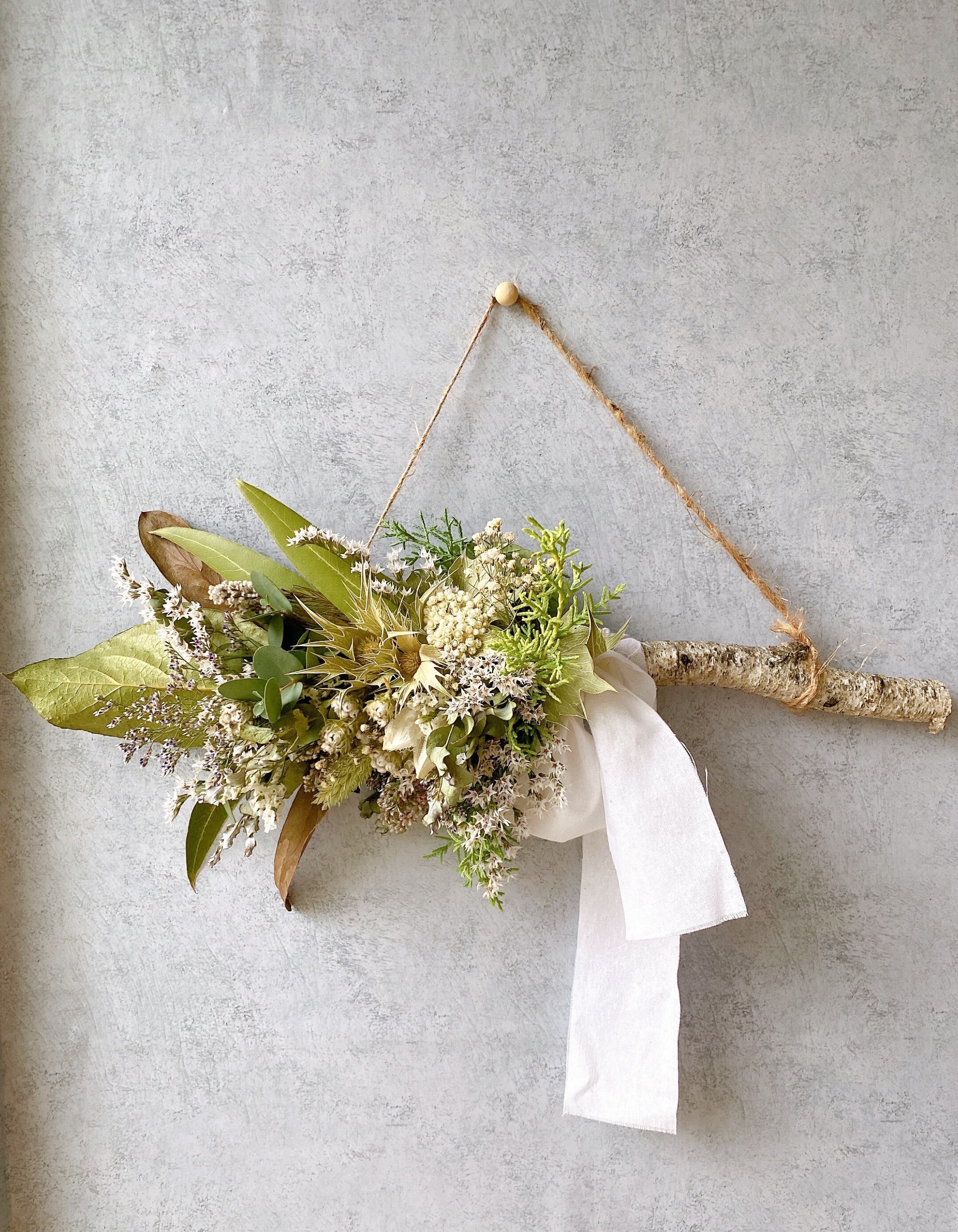 ドライフラワー 白樺スワッグ 横長スワッグ ガーランド 9