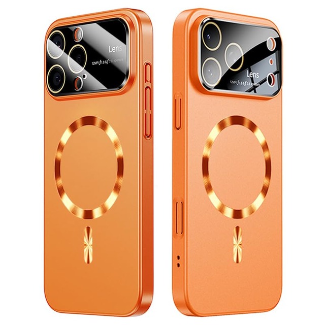 【YUYIB】 スマホケース 対応 iPhone 17 ケース MagSafe対応 レンズを完全に覆う一体型設計 軽量 薄型 マット手触り ブランド ハード 高級なPC素材 おしゃれ 衝撃吸収 ワイヤレス対応 滑り止め 指紋防止 ストラップホール付き アイフォン17 携帯電話カバー (オレンジ, iphone_17)