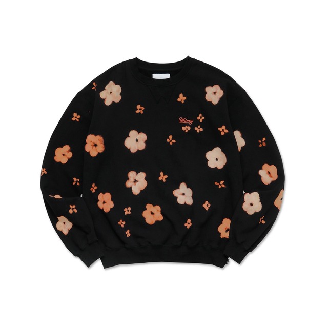 WHIMSY / FLOWER TIE-DYE CREWNECK / BLACK