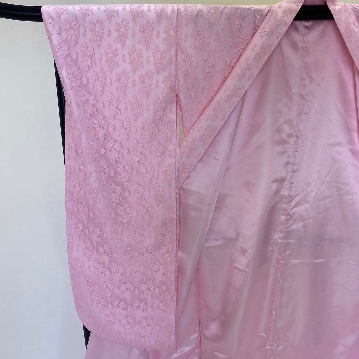 色打掛　ポリエステル　ピンク　レース　結婚式　花嫁衣装　裄69cm　身丈221cm　美品　結婚式　 Lサイズ　G84 色打掛 ポリエステル ピンク レース 結婚式 花嫁衣装 裄69cm 身丈221cm
