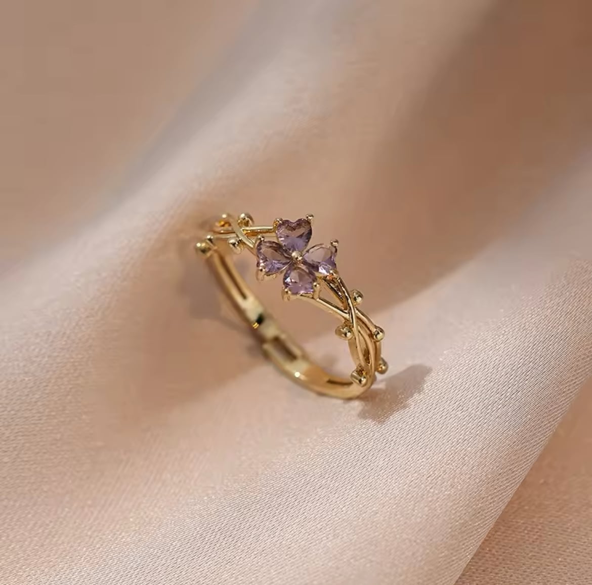 金アレ対応 キラキラフラワーモチーフオープンリング(0738)