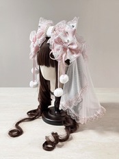 ♡【全4色】MAID 3way マシュマロリボンの夢色フリルレースリボンヘアクリップ white ♡