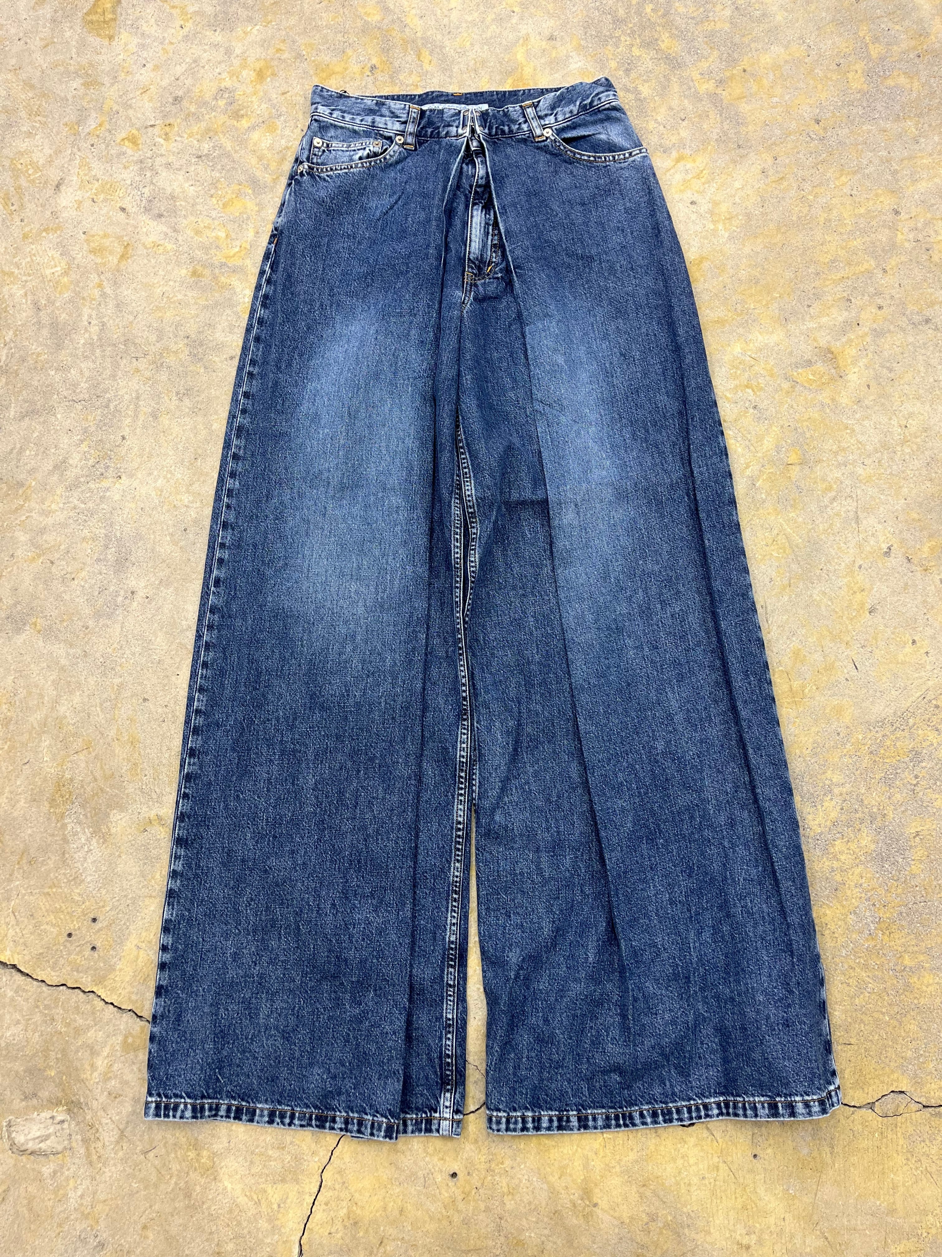 JOHN LAWRENCE SULLIVAN | WASHED DENIM SUPER WIDE PANTS | INDIGO