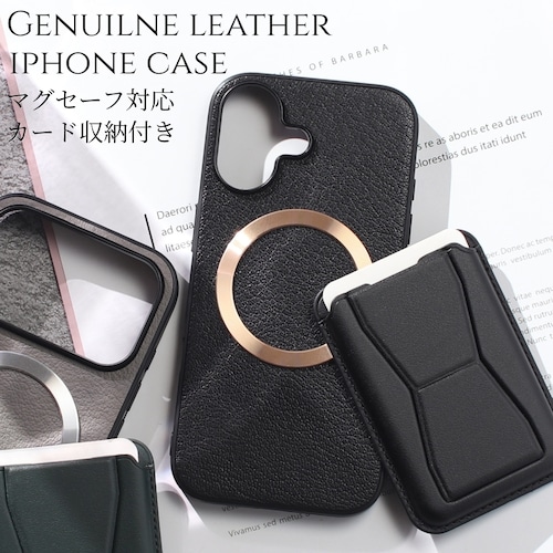 MagSafe対応 iphone ケース 本革 カードケース iphone17 iphone16 iphone15 iphone14 カード収納 レザー アイフォン 17 16 15 14 13 pro max plus mini マグセーフ 背面 山羊革 air 17e スタンド マグネット 薄型 スマホ 17プロ マックス プラス メンズ ゴールド 送料無料