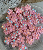 [10個]クリスタルピンクフラワー:20mm×20mm