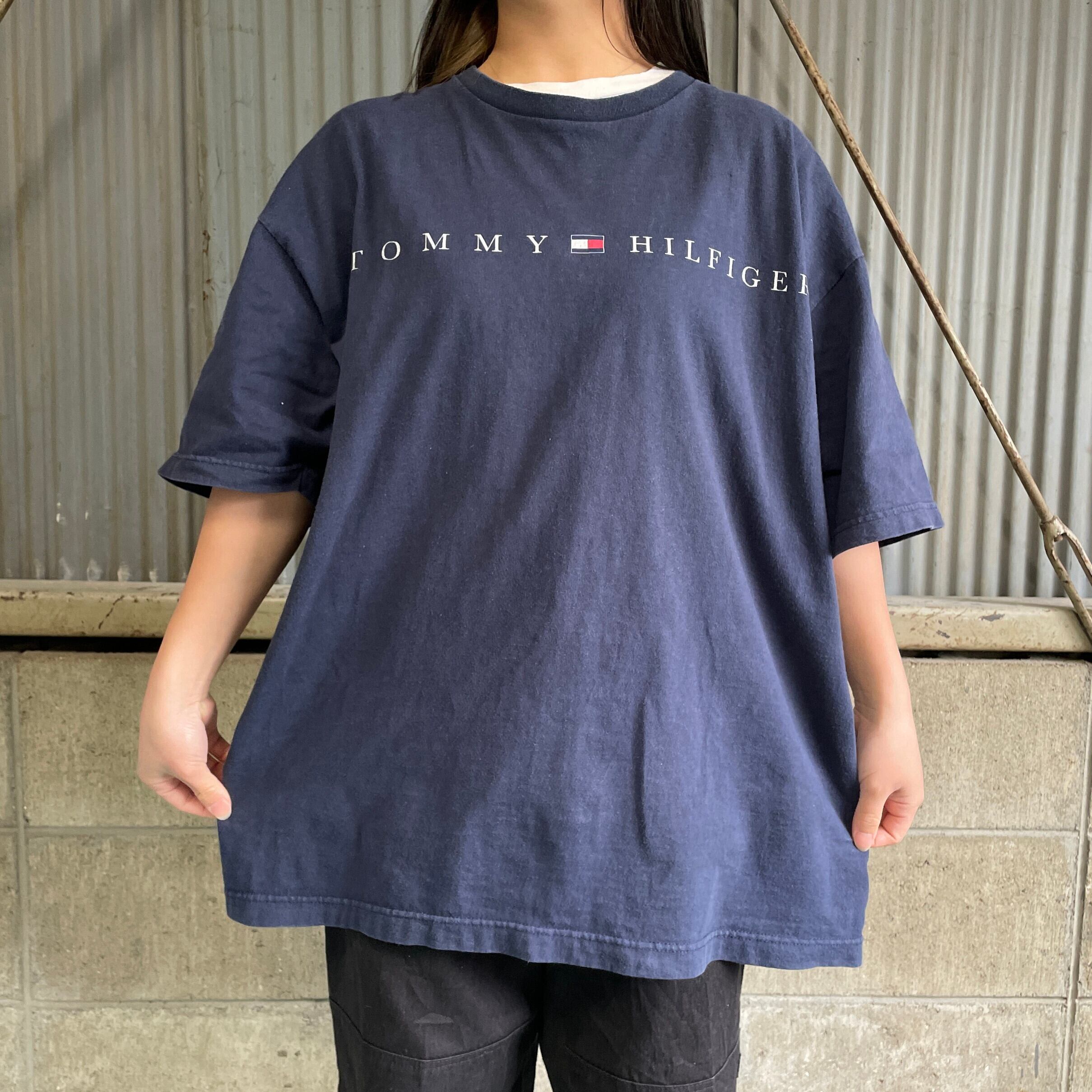 希少❗️90sヴィンテージ　オールドトミー　ビッグロゴ　ネイビー紺色　Tシャツ