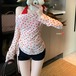 【2点セット】ハート柄ドロストシアートップス＋バッククロスキャミ ・76767