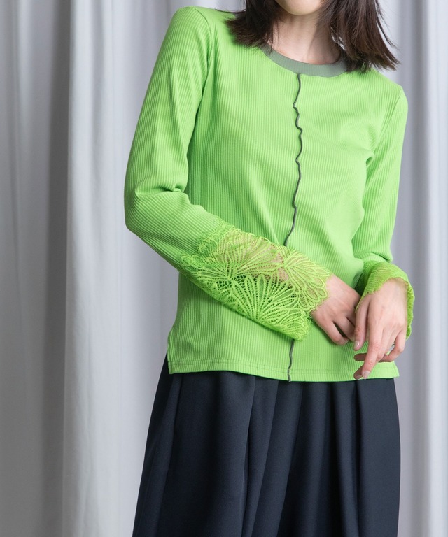 【MARECHAL TERRE 】袖レースリブインナートップス