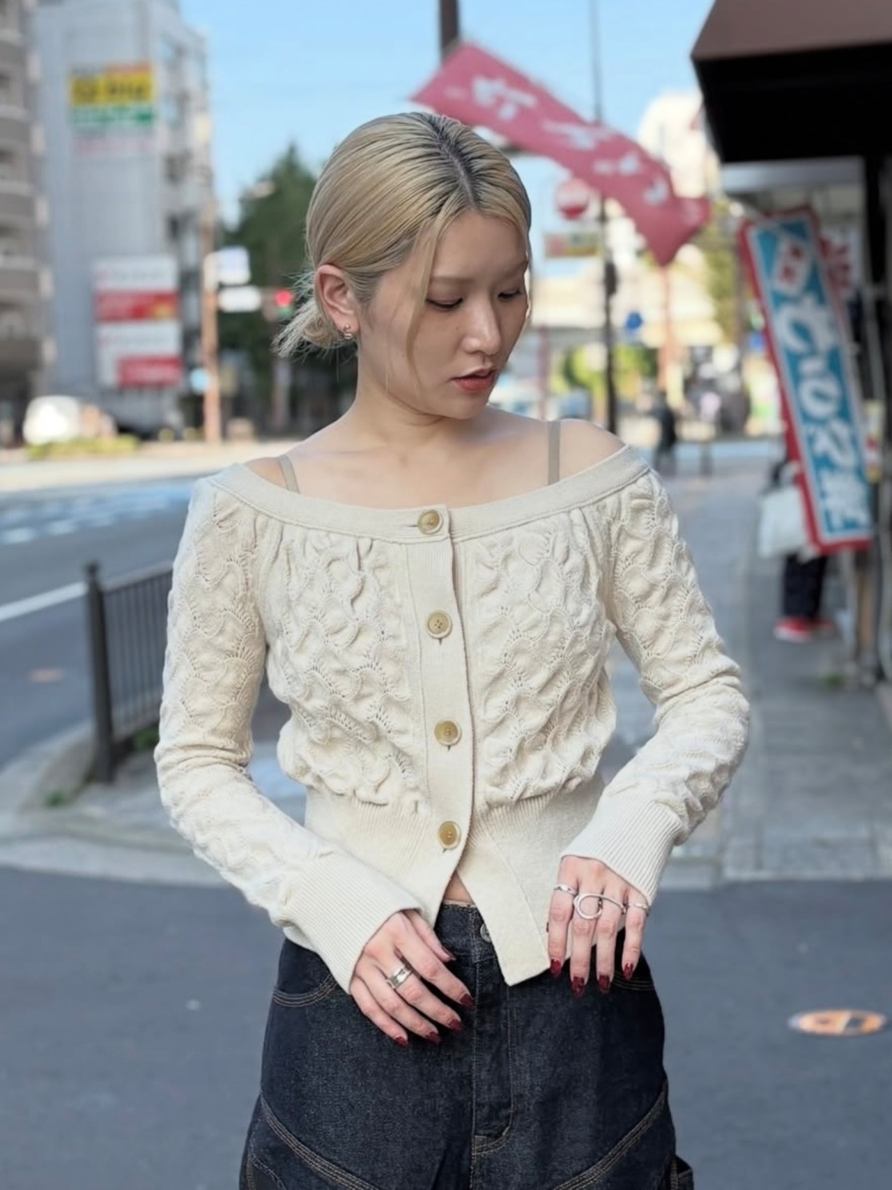 【25AW】PHOTOCOPIEU フォトコピュー / OFF-SHOULDER SWEATER / オフショルダーカーディガン - 1