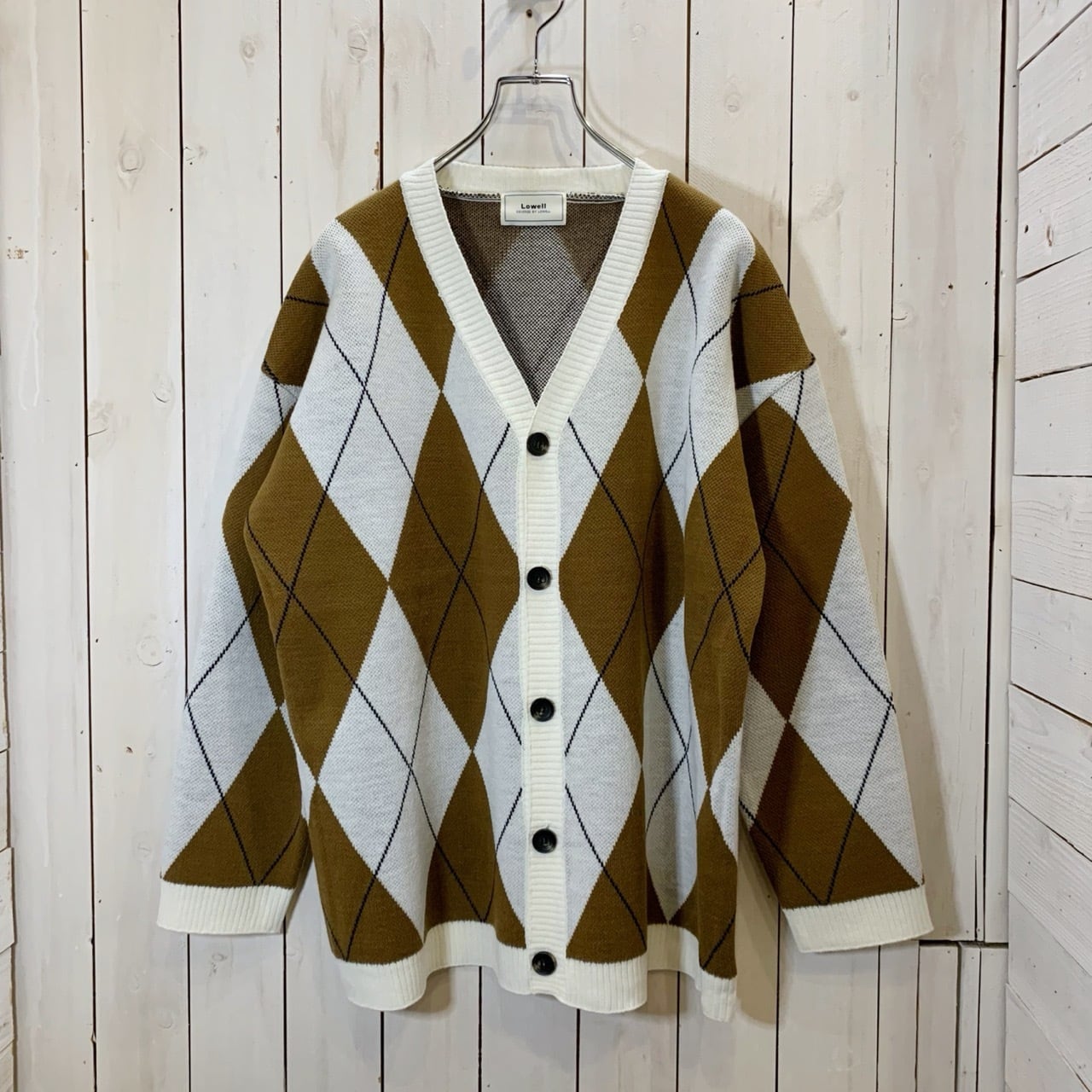 211414-1】 ARGYLE DIAMOND PATTERN KNIT CARDIGAN / アーガイル