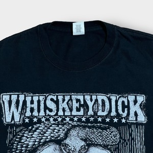 【GILDAN】WhiskeyDick バンドTシャツ バンt ロックTシャツ プリント ロゴ Tシャツ スカル メタル カントリー ウィスキーディック 半袖 L 黒t  US古着