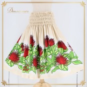 フラダンス 衣装 パウスカート ベージュ系 レフア柄 シングル シンプル カラフル かわいい 華やか 鮮やか 明るい 赤 緑 レッド系 グリーン系 ダンス衣装 ハワイアンダンス レディース ハワイアン アロハ ハワイアンプリント フラ ダンス レッスン 練習