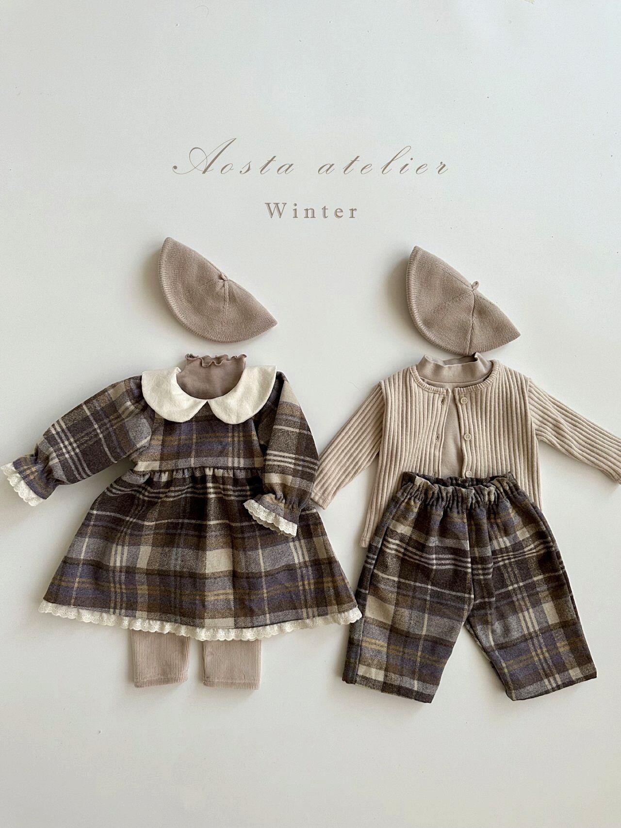 sold out»«Aosta» Wool check onepiece ウールチェック