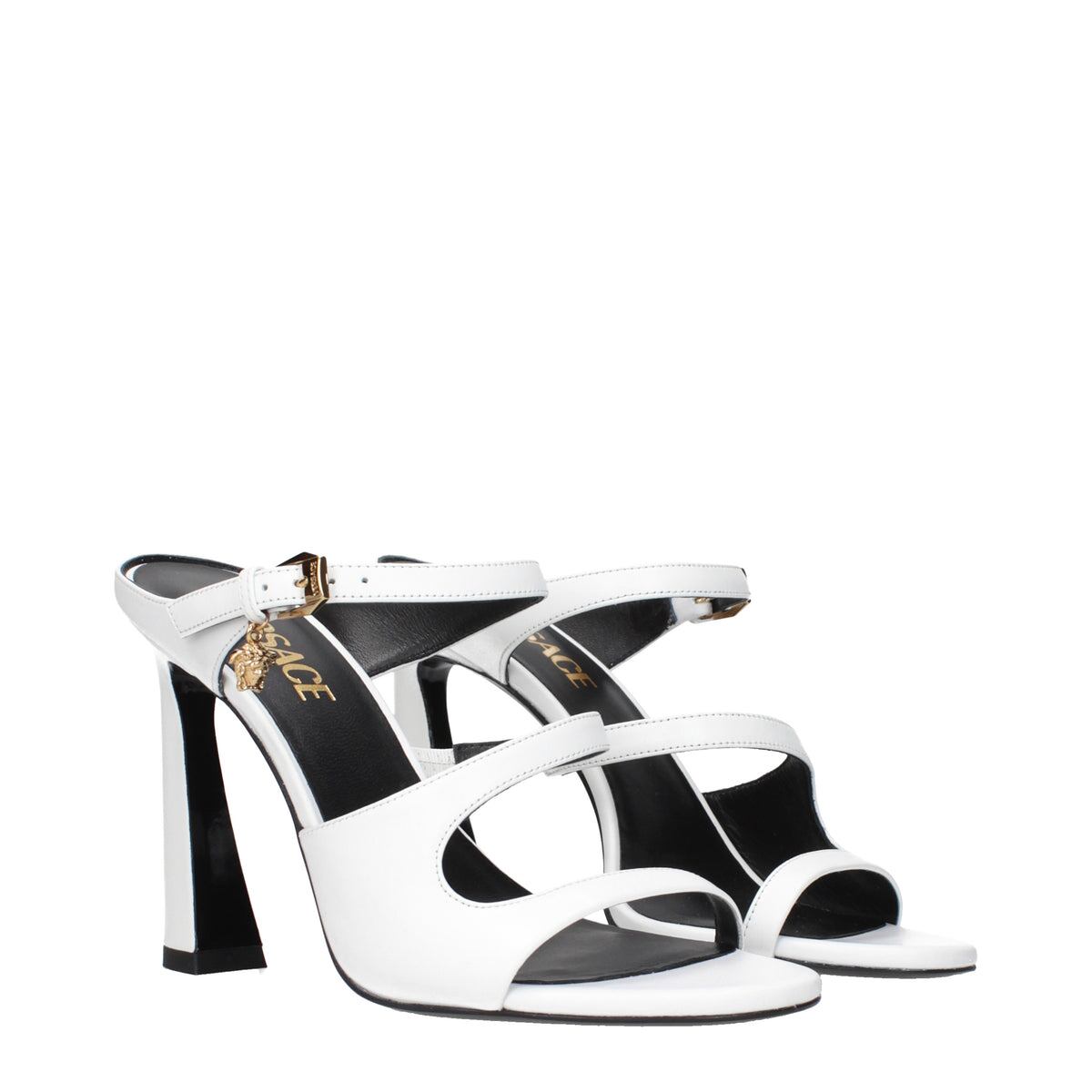 【新品】VERSACE ヴェルサーチェ レディース サンダル レザー ホワイト 10185371A020871W00V