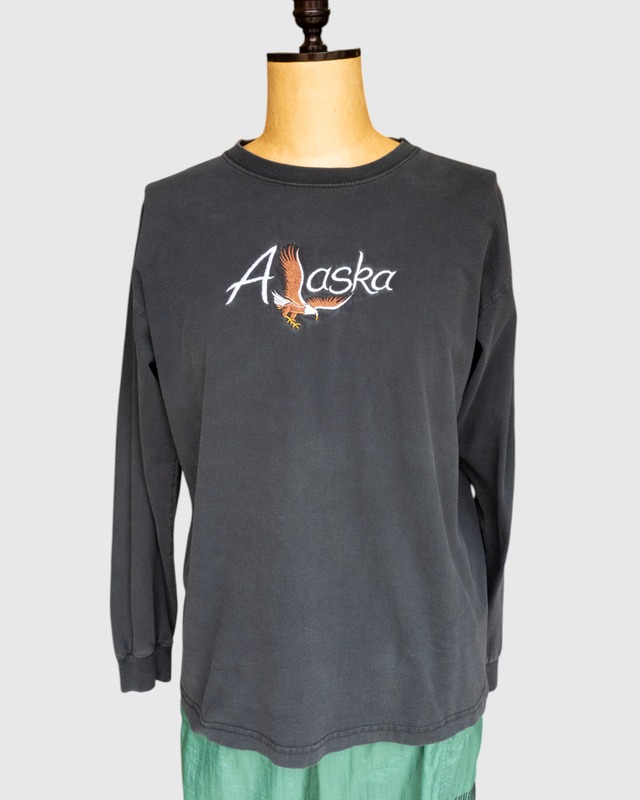 【古着】TEEMAX "Alaska" イーグル刺繍 ロンT