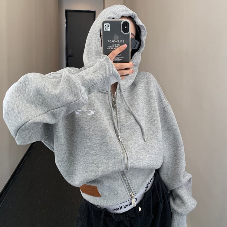 ジップアップ オーバーサイズ パーカー ◆2col L00275