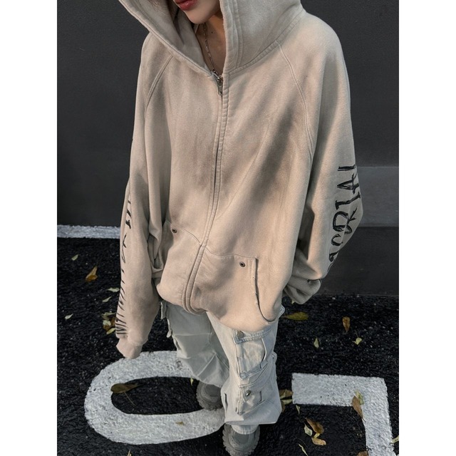 ダブルロゴルーズワイドシルエットパーカー 2col   R01289