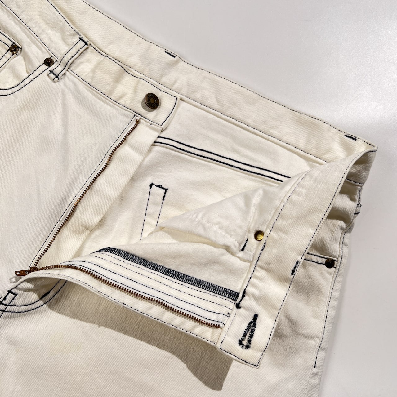 SINA COVA シナコバ BIGロゴプリント ストレッチ ホワイト デニム パンツ サイズ 96 /メンズ 大きいサイズ 日本製 マリン/ネイビーステッチ