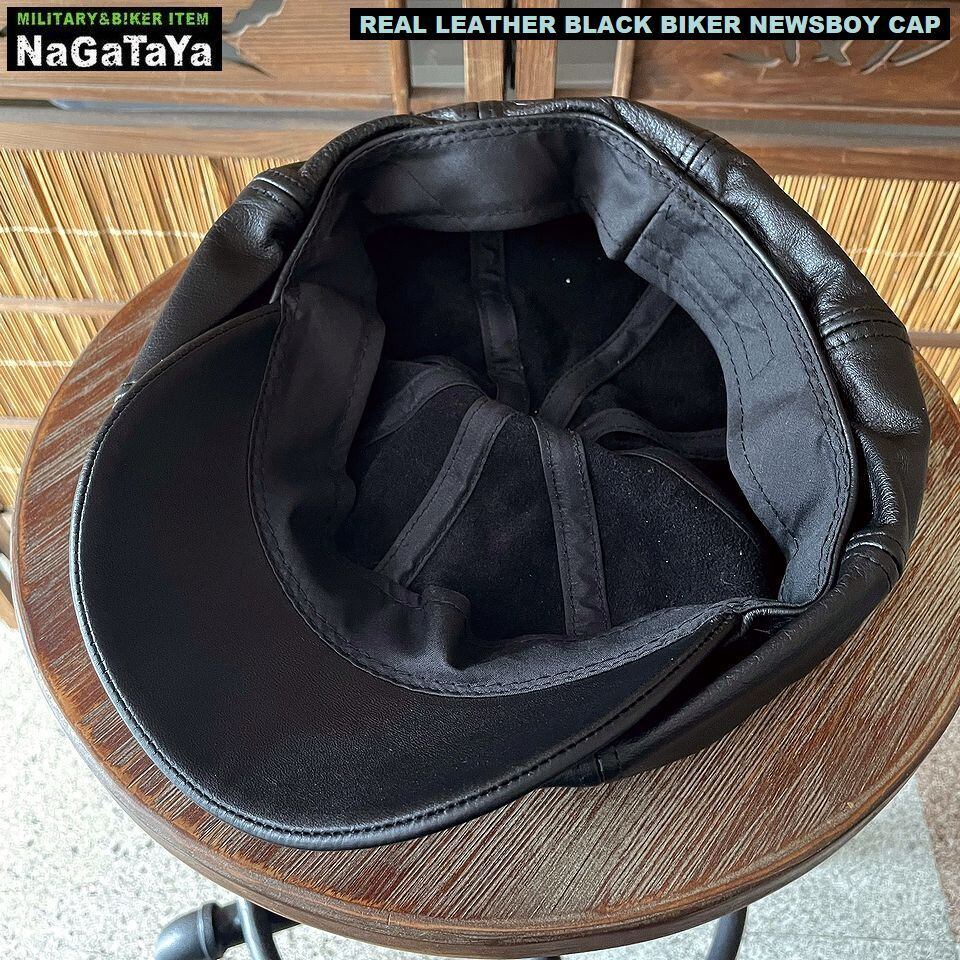 本革 BIKER モーターサイクルキャップ キャスケット リアルレザー