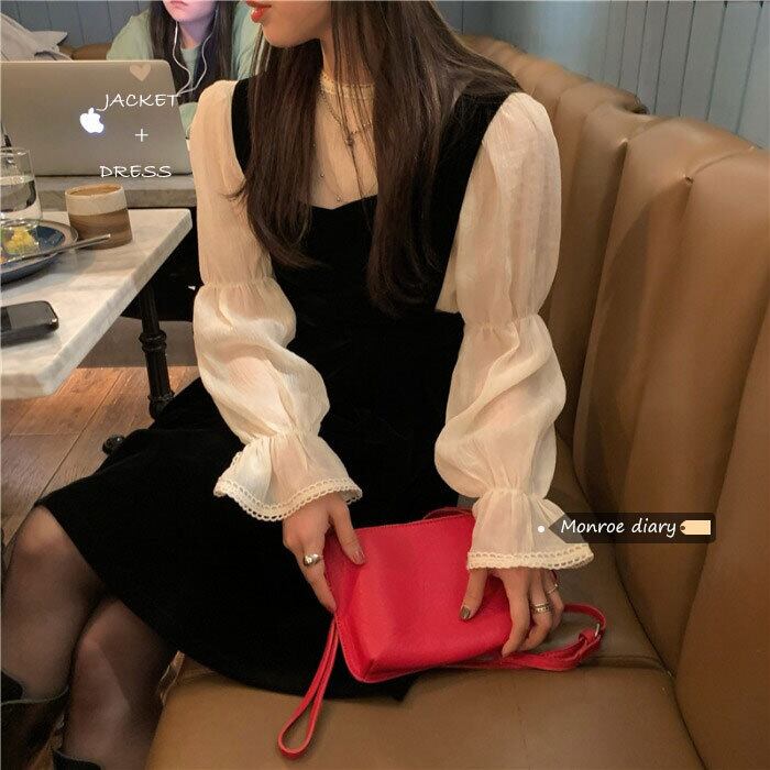 スタンダードドレス スタイルスカート ブラックAラインウェスト薄手ショート レトロ モンロー14235210382