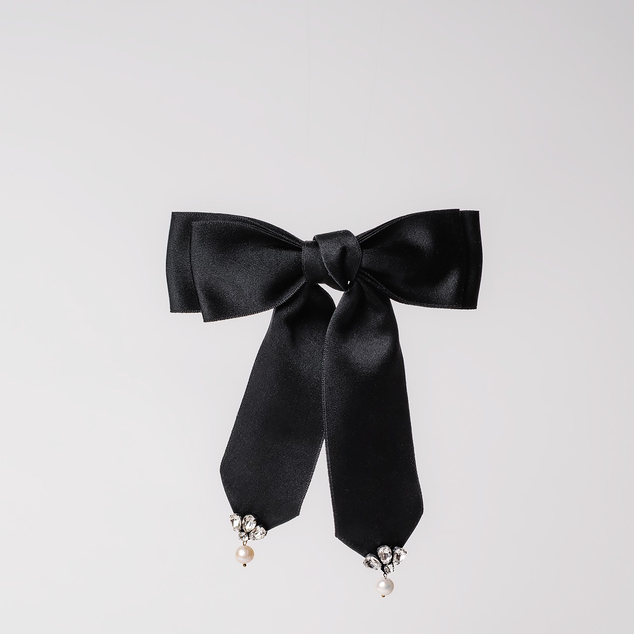 SILK  SATIN  BOW - NOIR