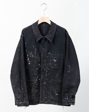 splattered paint black moleskin French work jacket