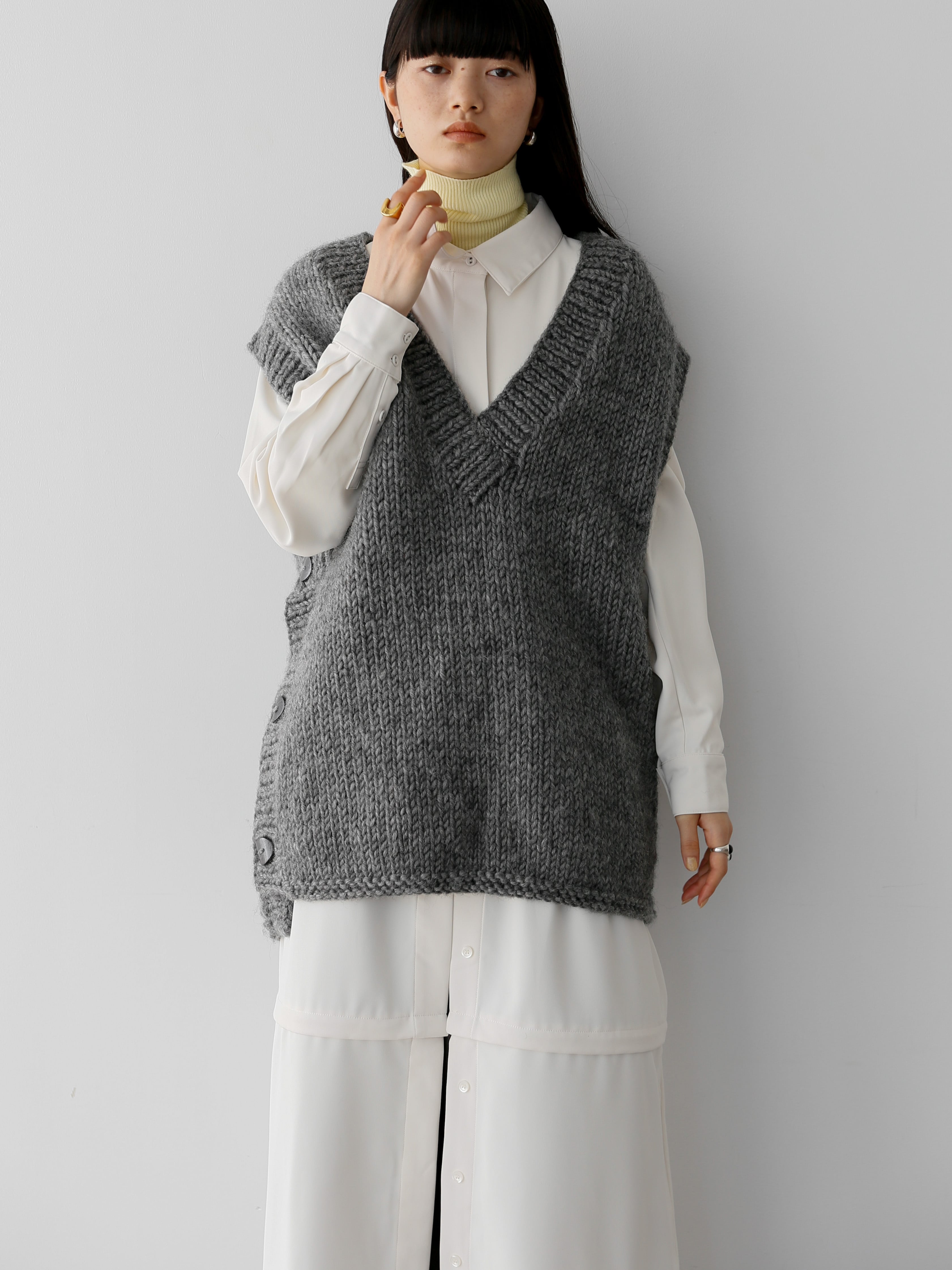 handmade knit vest（gray） | Katrin TOKYO