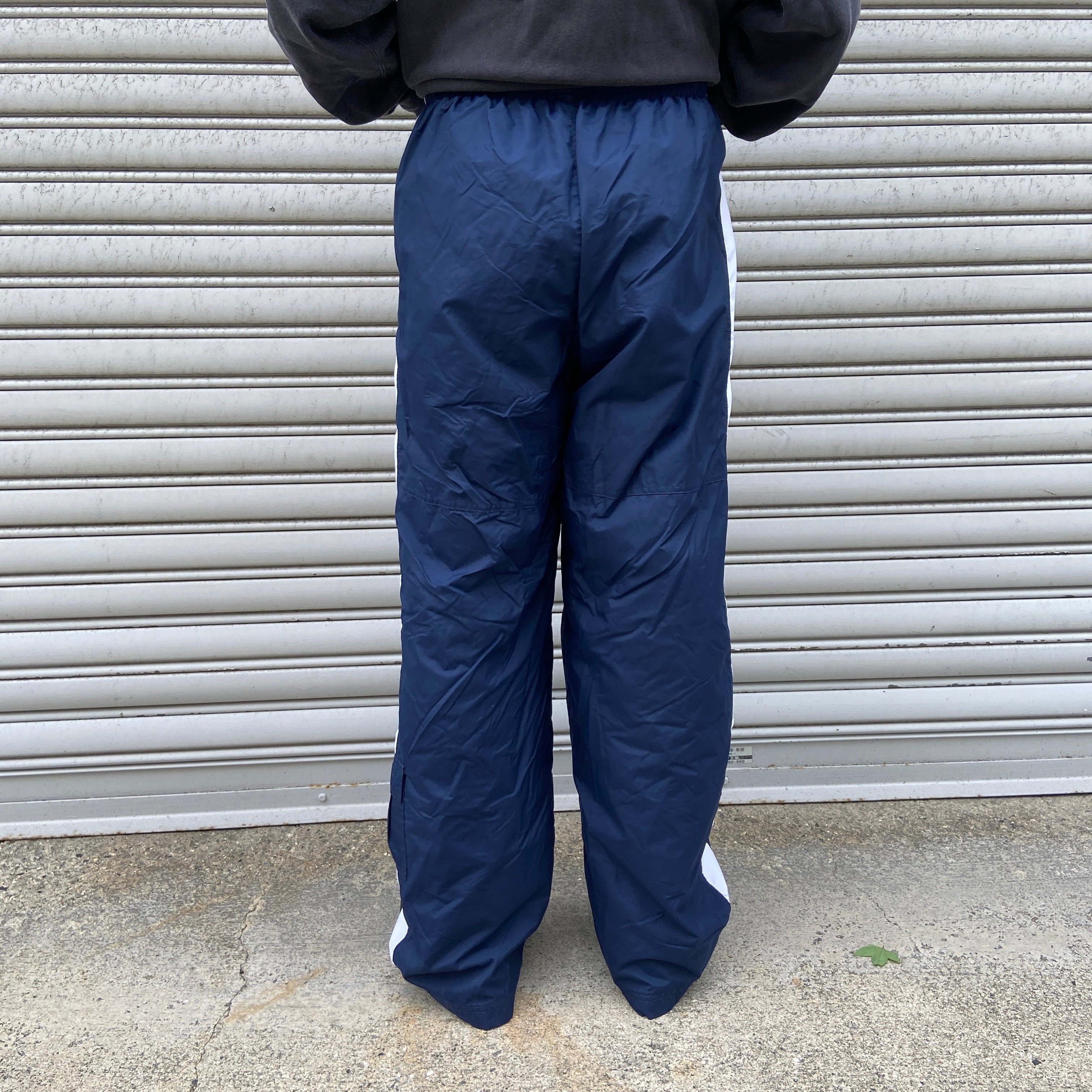 00s OLD NIKE NAVY NYLON BAGGY TECH PANTS