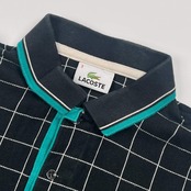 LACOSTE ラコステ チェック 鹿の子 長袖 ポロシャツ 3/ブラック系 メンズ ファブリカ