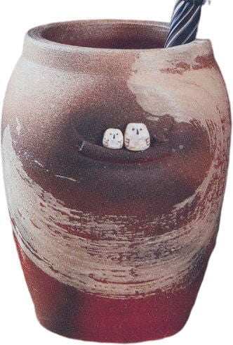 刷毛目傘立 （信楽焼き・陶器・傘立て・梅雨・雨・玄関・収納・B037-08