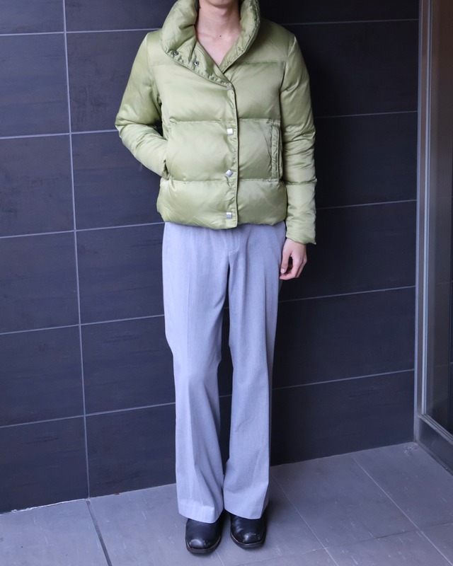 Center-pressed grey straight slacks