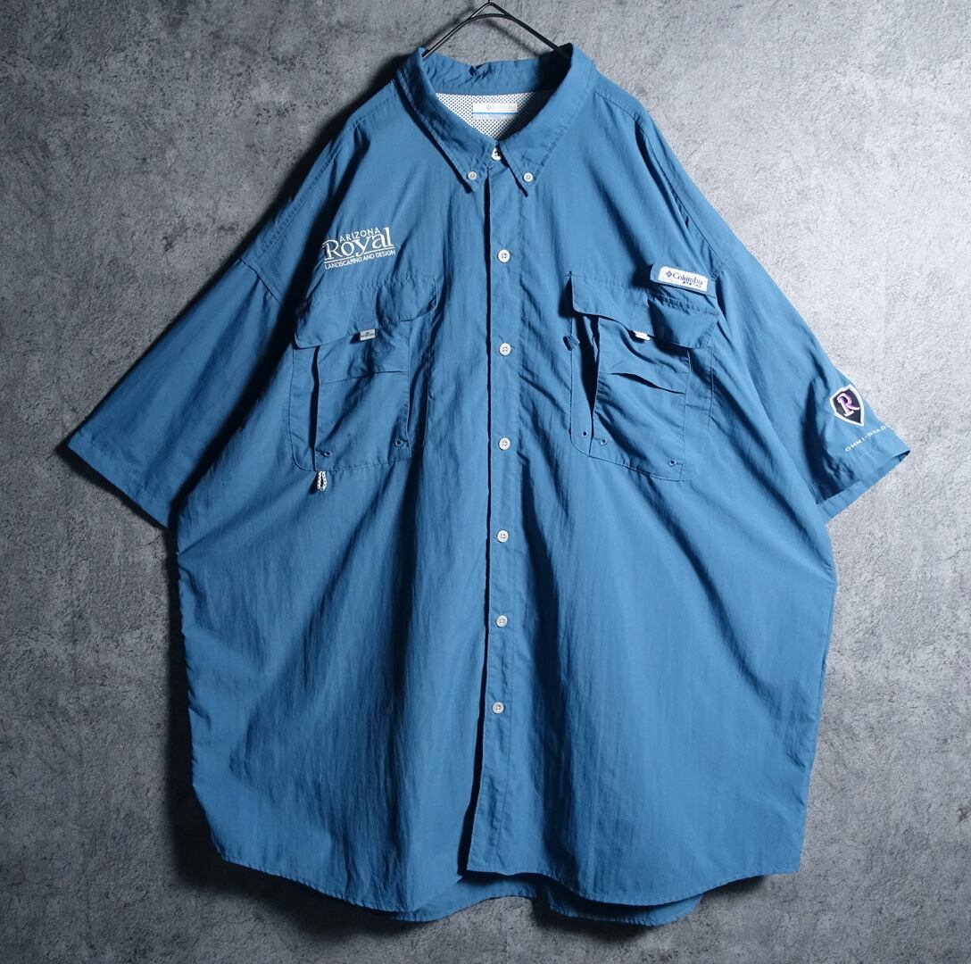"Columbia PFG" blue embroidery design shirt