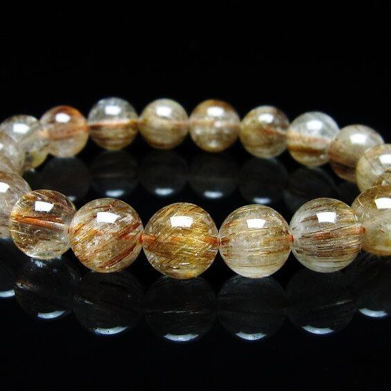 キャッツアイルチルクォーツ ブレスレット 10mm ルチルクォーツ ブレス 一点物 メール便可 [M便 1/10] 111-45902