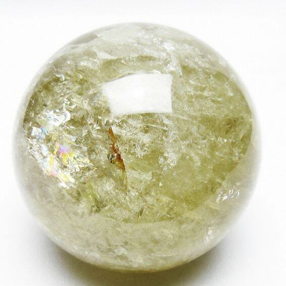 シトリン 丸玉 虹入り 77mm シトリンクォーツ スフィア 一点物 151-7931