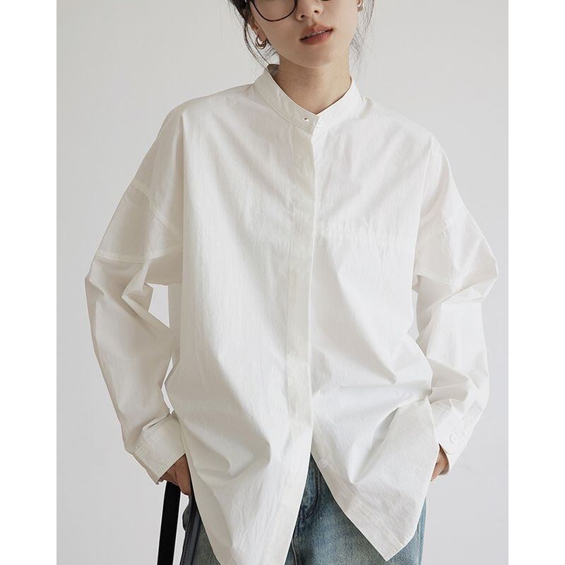 fly front band collar shirt 100625