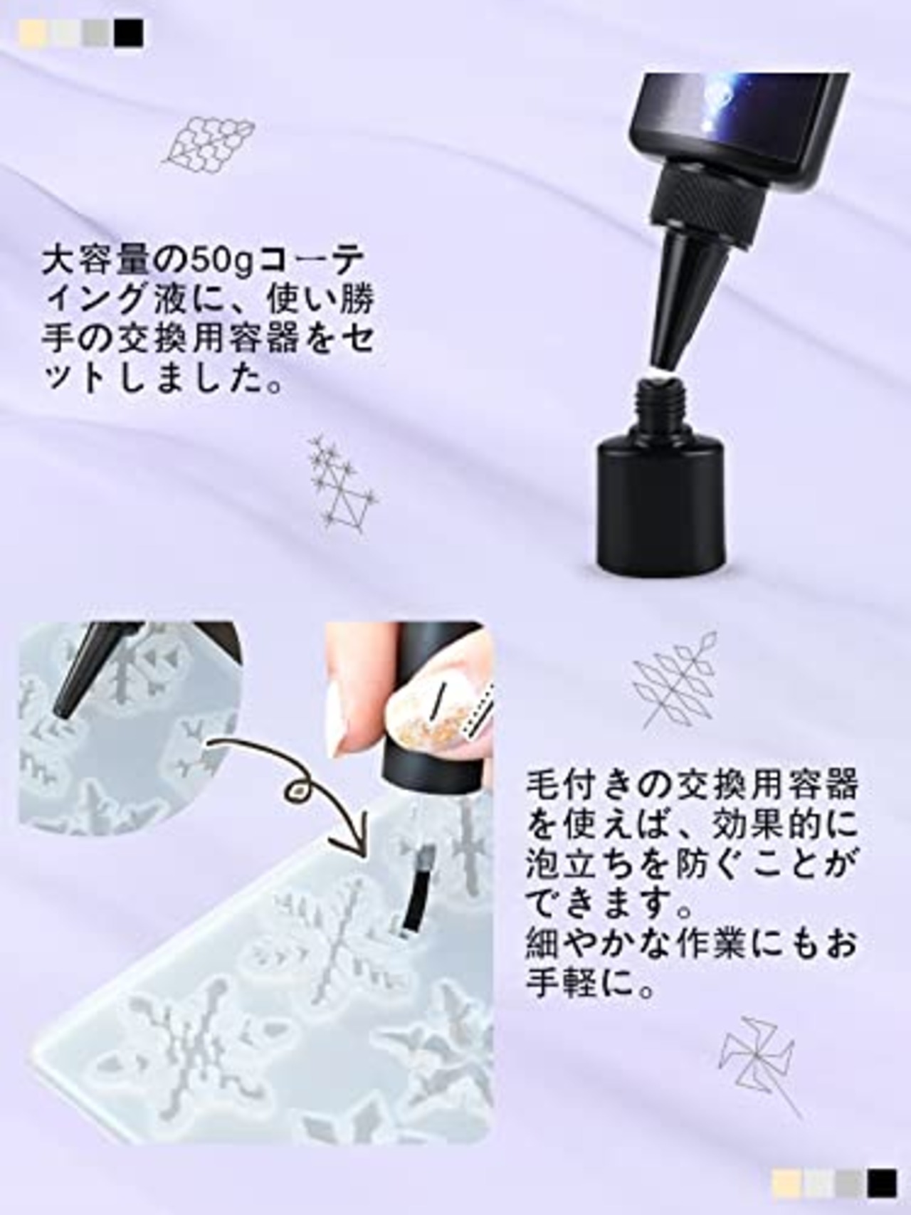 JieMinya コーティングレジン液 コーティングレジン剤 さらさら 50g 大容量 UV-LED