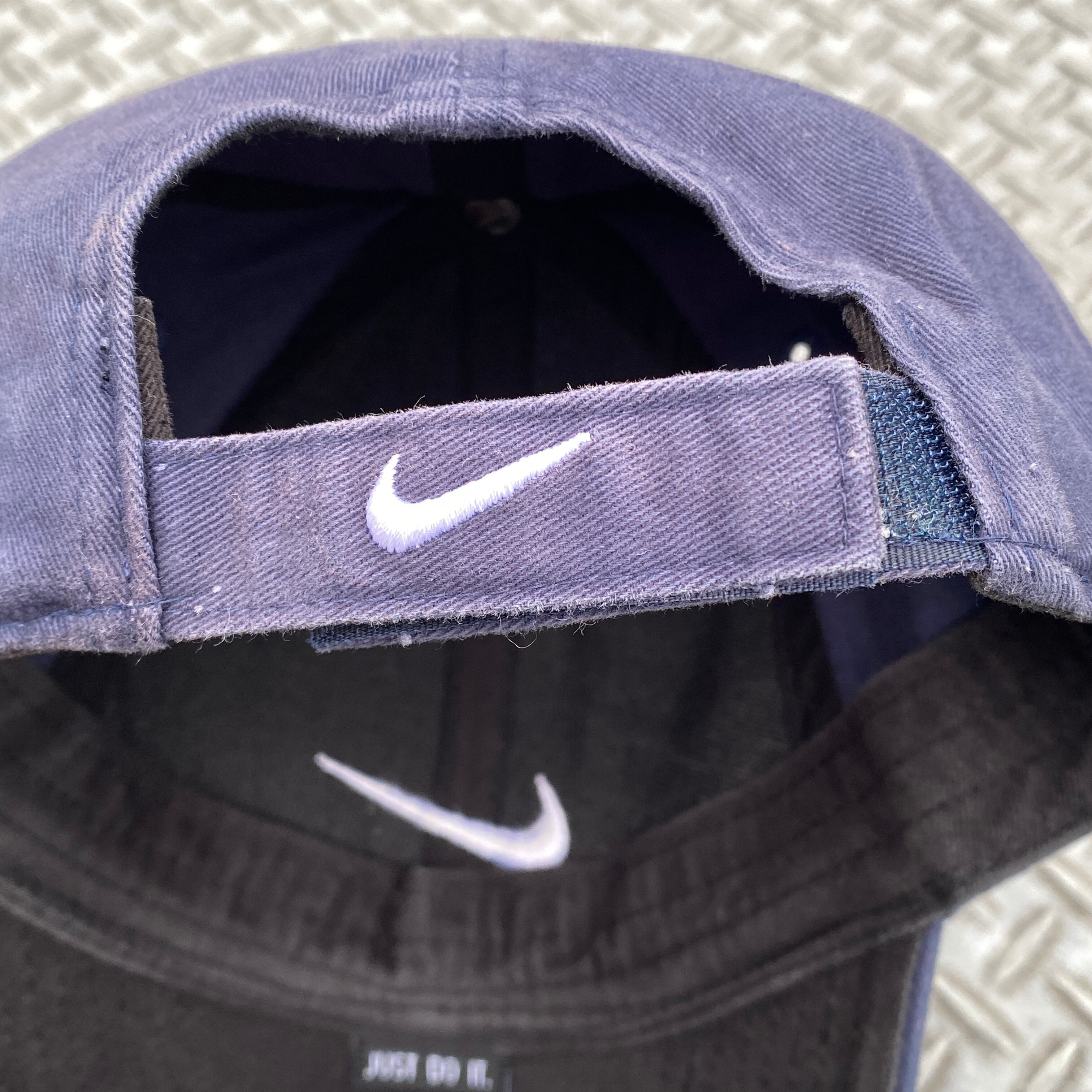 NIKE Navy Swoosh Cap / “Just Do It” Under Brim / Velcro