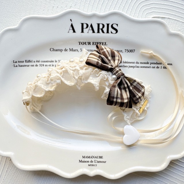 チェックリボンヘッドドレス