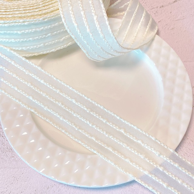 38m幅　　ポコポコ　ポップコーンリボン　　メッシュリボン