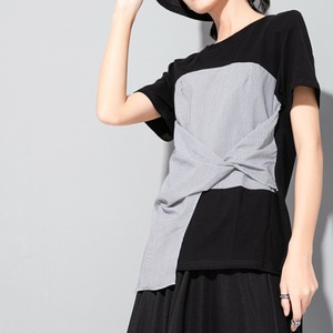 モダンスタイル・コントラストTシャツ　R0366