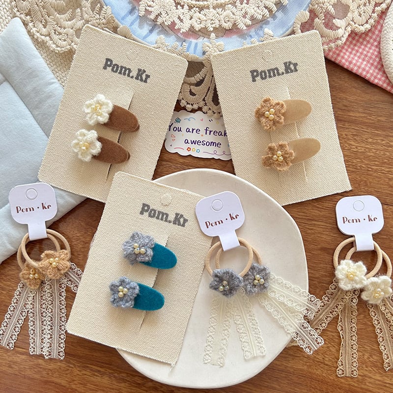 ヘアゴム　ベビーヘアクリップ　カラフルレースフラワー１〜５ ヘアゴムベビーヘアクリップカラフルレースフラワー1〜5